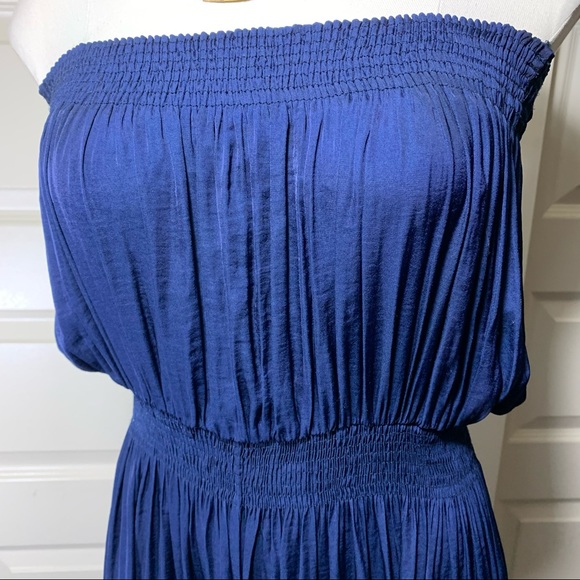 Silky Breezy Electric Navy Blue Loose Romper Off Shoulder Elastic Hems Size M/L - Picture 4 of 10